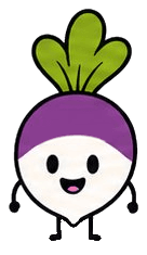 Turnip mascot waving